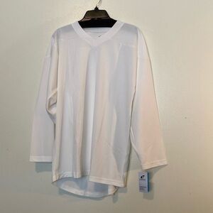 Champro white V neck ling sleeve waffled hockey stretchy jersey like shirt S